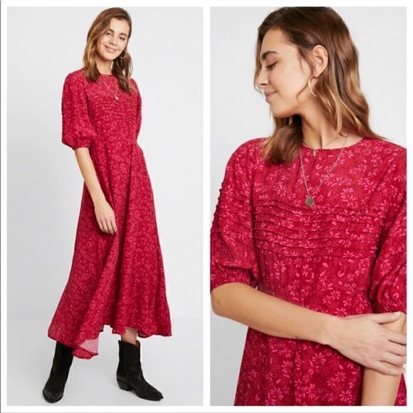 Free People Jessie Ditsy Floral Print Midi Dress Size 10 - Picture 8 of 9